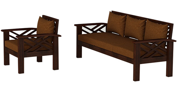 Hamilton Teak Wood Sofa Set (3+1+1) in Mahogany